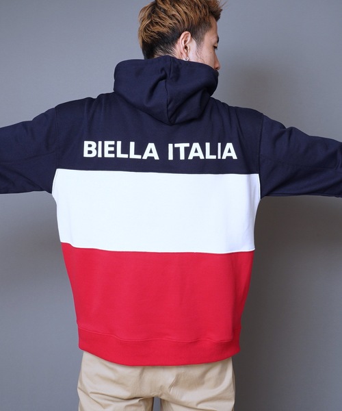 FILA/フィラ】バイカラープルパーカー ワンポイント刺繍