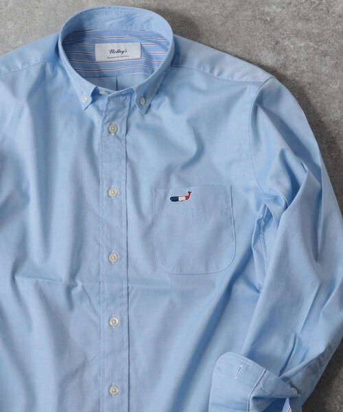 NOLLEY'S goodman（ノーリーズグッドマン）の「クジラ ワンポイント ボタンダウン シャツ（シャツ/ブラウス・メンズ・ホワイト系その他/ブルー系その他/ホワイト/ブラウン系その他/サックスブルー・M/XL/S/L/XXL）」の4枚目の写真