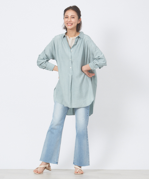 Rouge vif Anna(ルージュヴィフアンナ)の「【WEB&一部店舗限定】カールマイヤーバックスリットシャツ(シャツ/ブラウス・レディース・ホワイト/ベージュ/グリーン・フリー)」の22枚目の写真