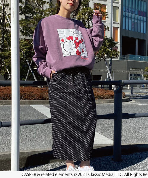 GOOD ROCK SPEED(グッドロックスピード)の「【GOOD ROCK SPEED】別注 Casper ヴィンテージ加工 ビッグシルエットスウェット(スウェット・メンズ・チャコールグレー/ベージュ/パープル・M/L)」の5枚目の写真