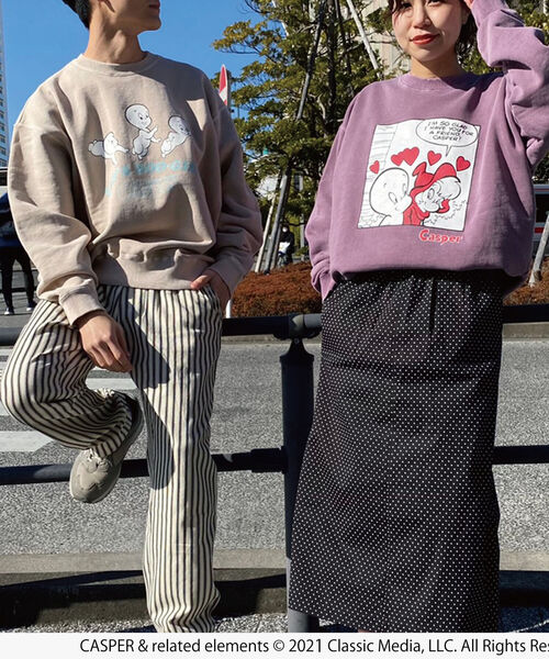 GOOD ROCK SPEED(グッドロックスピード)の「【GOOD ROCK SPEED】別注 Casper ヴィンテージ加工 ビッグシルエットスウェット(スウェット・メンズ・チャコールグレー/ベージュ/パープル・M/L)」の8枚目の写真