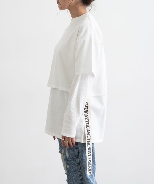 bohmal（ボマール）の「サイドテープカットソーレイヤード（Tシャツ/カットソー・レディース・ホワイト/ブラック・FREE）」の5枚目の写真