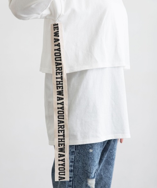 bohmal（ボマール）の「サイドテープカットソーレイヤード（Tシャツ/カットソー・レディース・ホワイト/ブラック・FREE）」の8枚目の写真