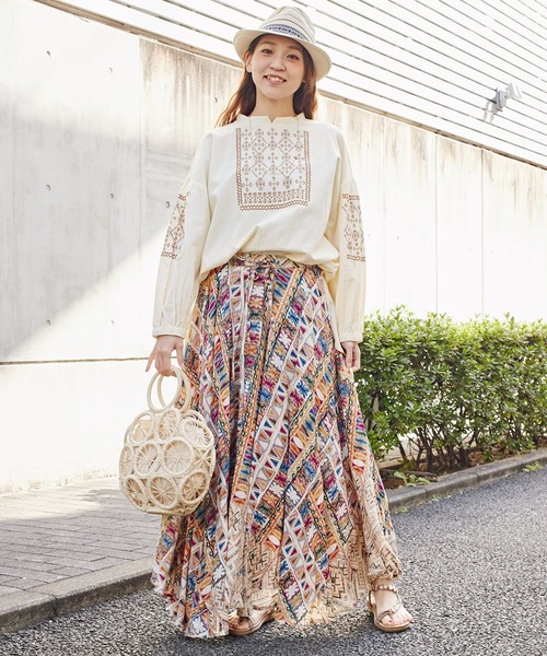 チャイハネ（チャイハネ）の「【チャイハネ】アミーシャかごバッグ（かごバッグ・レディース・ブラウン/ホワイト・FREE）」の3枚目の写真