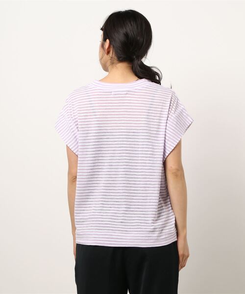 CAPRICIEUX LE'MAGE(カプリシューレマージュ)の「サイドタックボーダーフレンチTシャツ(Tシャツ/カットソー・レディース・パープル/ブラック・FREE)」の4枚目の写真