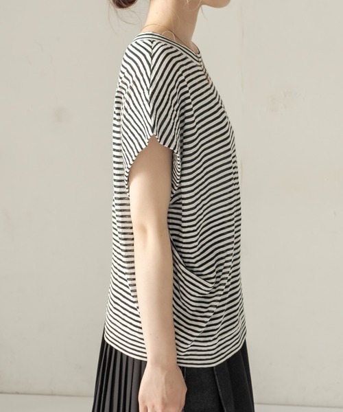 CAPRICIEUX LE'MAGE(カプリシューレマージュ)の「サイドタックボーダーフレンチTシャツ(Tシャツ/カットソー・レディース・パープル/ブラック・FREE)」の6枚目の写真