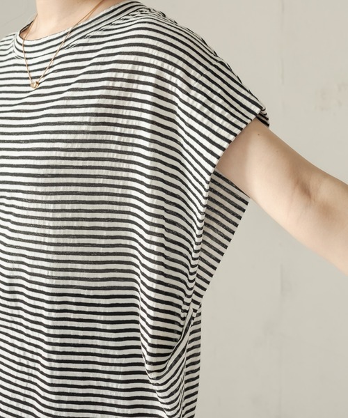 CAPRICIEUX LE'MAGE(カプリシューレマージュ)の「サイドタックボーダーフレンチTシャツ(Tシャツ/カットソー・レディース・パープル/ブラック・FREE)」の8枚目の写真