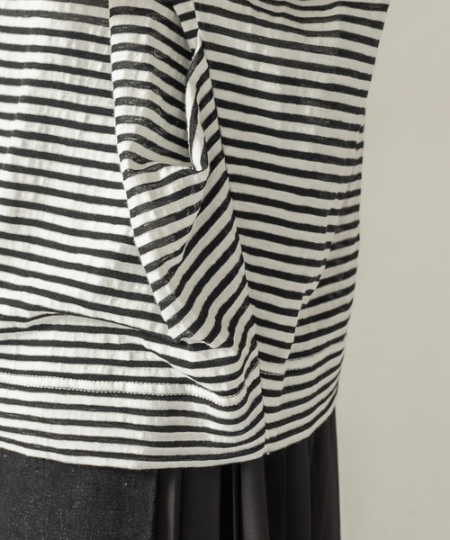 CAPRICIEUX LE'MAGE(カプリシューレマージュ)の「サイドタックボーダーフレンチTシャツ(Tシャツ/カットソー・レディース・パープル/ブラック・FREE)」の10枚目の写真