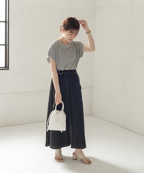 CAPRICIEUX LE'MAGE(カプリシューレマージュ)の「サイドタックボーダーフレンチTシャツ(Tシャツ/カットソー・レディース・パープル/ブラック・FREE)」の18枚目の写真