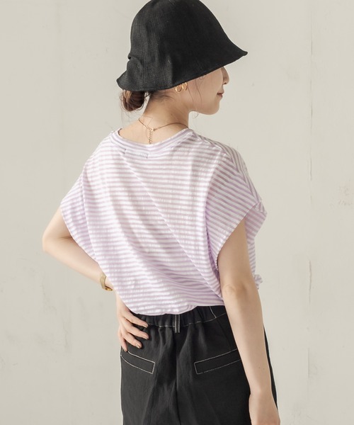 CAPRICIEUX LE'MAGE(カプリシューレマージュ)の「サイドタックボーダーフレンチTシャツ(Tシャツ/カットソー・レディース・パープル/ブラック・FREE)」の21枚目の写真