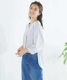 Willful by lipstar | ボリューム袖バックリボンストライプシャツ(シャツ/ブラウス)