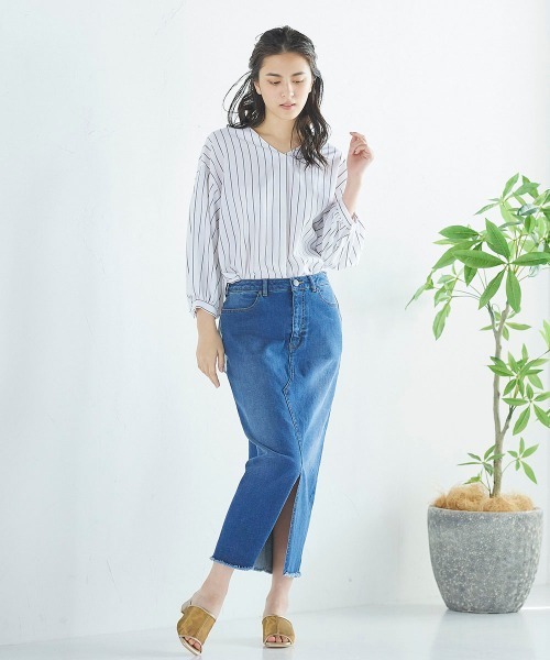 Willful by lipstar（ウィルフル バイ リップスター）の「ボリューム袖バックリボンストライプシャツ（シャツ/ブラウス・レディース・アイボリー/ダークベージュ/パープル系その他・M）」の7枚目の写真