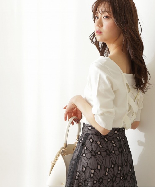 PROPORTION BODY DRESSING(プロポーションボディドレッシング)の「バックレースアップスクエアニット / 1211270501(ニット/セーター・レディース・ブルー/パープル系その他/パープル/ホワイト系その他・MEDIUM/SMALL)」の2枚目の写真