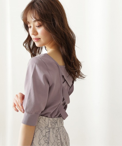 PROPORTION BODY DRESSING(プロポーションボディドレッシング)の「バックレースアップスクエアニット / 1211270501(ニット/セーター・レディース・ブルー/パープル系その他/パープル/ホワイト系その他・MEDIUM/SMALL)」の3枚目の写真