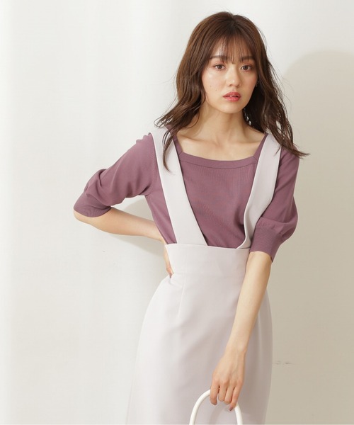 PROPORTION BODY DRESSING(プロポーションボディドレッシング)の「バックレースアップスクエアニット / 1211270501(ニット/セーター・レディース・ブルー/パープル系その他/パープル/ホワイト系その他・MEDIUM/SMALL)」の4枚目の写真