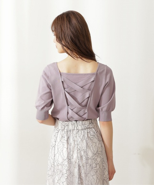 PROPORTION BODY DRESSING(プロポーションボディドレッシング)の「バックレースアップスクエアニット / 1211270501(ニット/セーター・レディース・ブルー/パープル系その他/パープル/ホワイト系その他・MEDIUM/SMALL)」の14枚目の写真