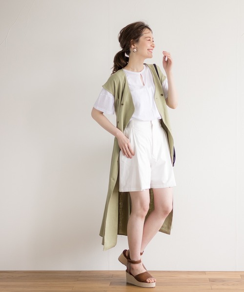 White Collection(ホワイトコレクション)の「【2021SS】リネンライク・タックショートパンツ(その他パンツ・レディース・オフホワイト/ブラック/ライトベージュ/グレイッシュベージュ・FREE)」の11枚目の写真