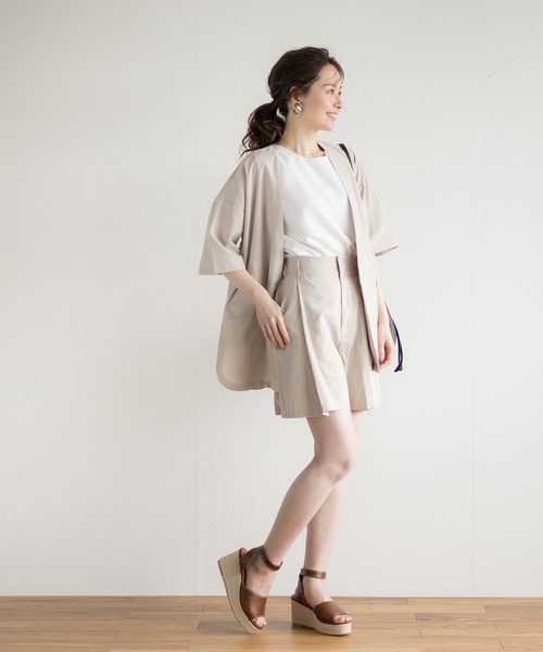 White Collection(ホワイトコレクション)の「【2021SS】リネンライク・タックショートパンツ(その他パンツ・レディース・オフホワイト/ブラック/ライトベージュ/グレイッシュベージュ・FREE)」の22枚目の写真