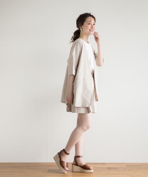 White Collection(ホワイトコレクション)の「【2021SS】リネンライク・タックショートパンツ(その他パンツ・レディース・オフホワイト/ブラック/ライトベージュ/グレイッシュベージュ・FREE)」の12枚目の写真