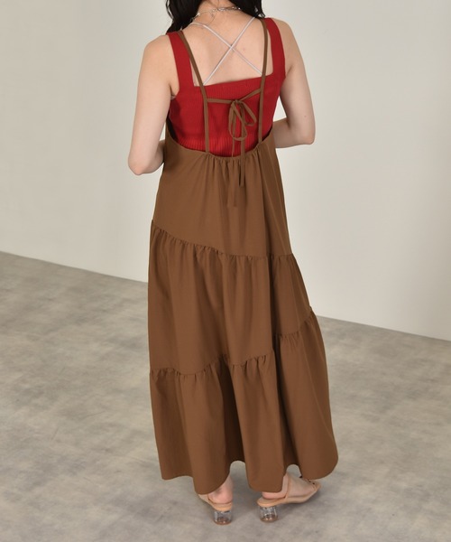 w closet（ダブルクローゼット）の「斜め切り替えギャザーキャミワンピース（ワンピース・レディース・チャコールグレー/ブラウン/イエロー・FREE）」の21枚目の写真