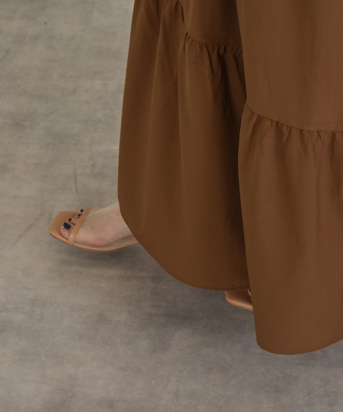 w closet（ダブルクローゼット）の「斜め切り替えギャザーキャミワンピース（ワンピース・レディース・チャコールグレー/ブラウン/イエロー・FREE）」の22枚目の写真