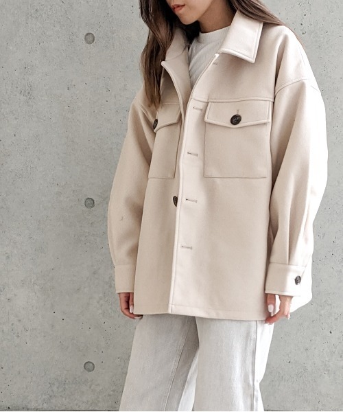 Per sist ence（パーシエンス）の「Per sist ence/パーシエンス　ウールライク CPOジャケット（その他アウター・レディース・ブラック/ベージュ/アイボリー/モカ・FREE）」の2枚目の写真