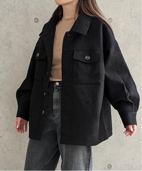 Per sist ence（パーシエンス）の「Per sist ence/パーシエンス　ウールライク CPOジャケット（その他アウター・レディース・ブラック/ベージュ/アイボリー/モカ・FREE）」の3枚目の写真