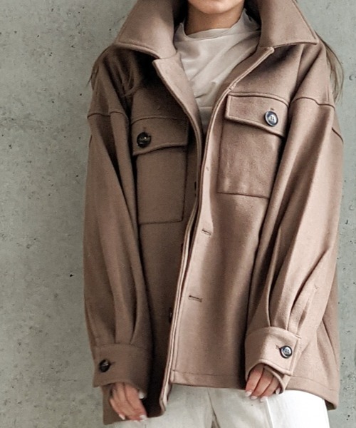 Per sist ence（パーシエンス）の「Per sist ence/パーシエンス　ウールライク CPOジャケット（その他アウター・レディース・ブラック/ベージュ/アイボリー/モカ・FREE）」の4枚目の写真