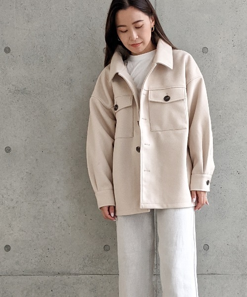 Per sist ence（パーシエンス）の「Per sist ence/パーシエンス　ウールライク CPOジャケット（その他アウター・レディース・ブラック/ベージュ/アイボリー/モカ・FREE）」の6枚目の写真