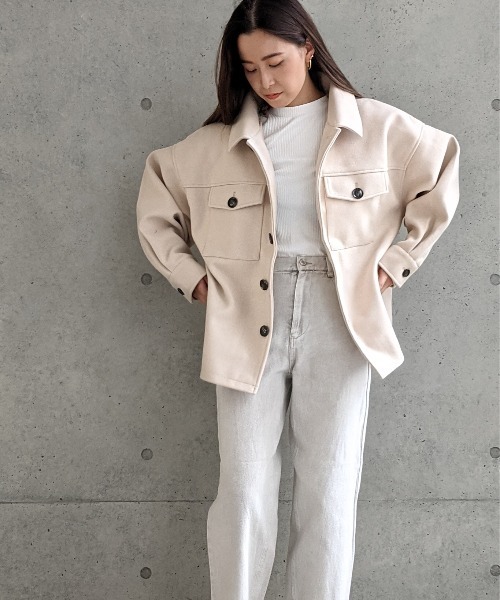 Per sist ence（パーシエンス）の「Per sist ence/パーシエンス　ウールライク CPOジャケット（その他アウター・レディース・ブラック/ベージュ/アイボリー/モカ・FREE）」の7枚目の写真