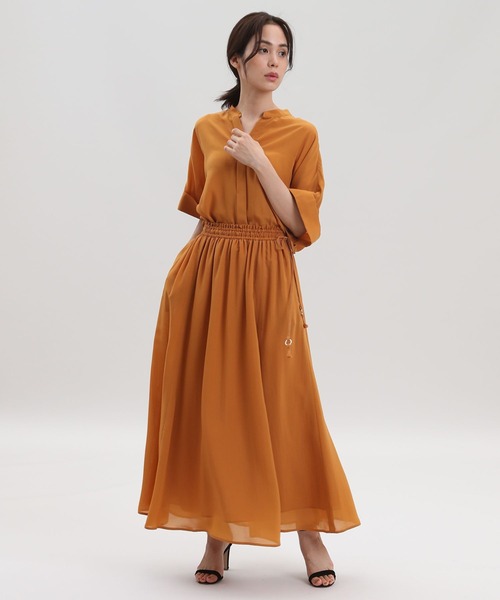 Maison de Beige（メゾンドベージュ）の「《Maison de Beige》ギャザーロングスカート【セットアップ対応】（スカート・レディース・ブラック/オレンジ/モカ・9号）」の9枚目の写真