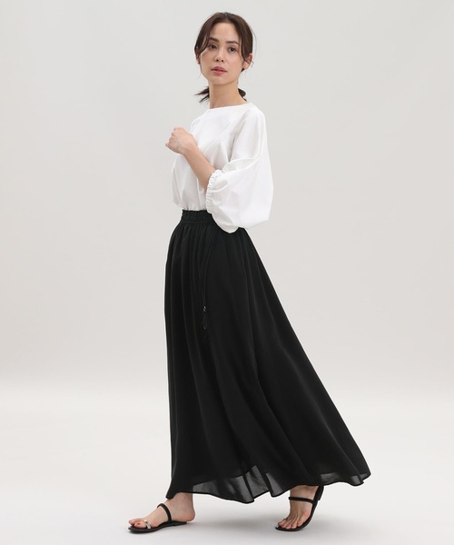 Maison de Beige（メゾンドベージュ）の「《Maison de Beige》ギャザーロングスカート【セットアップ対応】（スカート・レディース・ブラック/オレンジ/モカ・9号）」の11枚目の写真