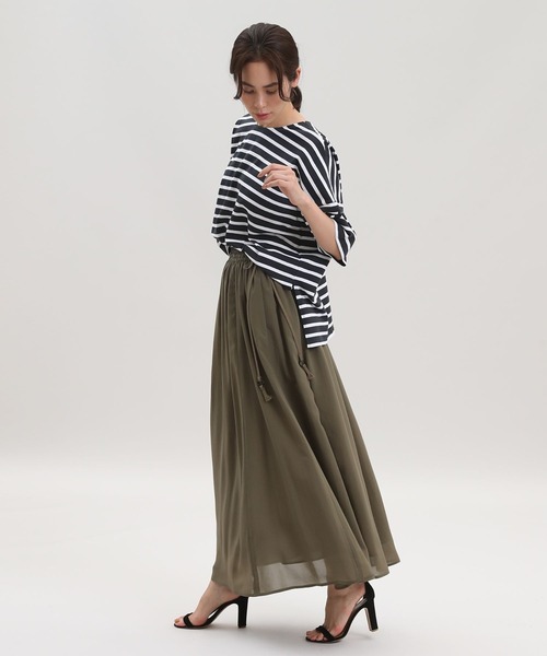 Maison de Beige（メゾンドベージュ）の「《Maison de Beige》ギャザーロングスカート【セットアップ対応】（スカート・レディース・ブラック/オレンジ/モカ・9号）」の5枚目の写真