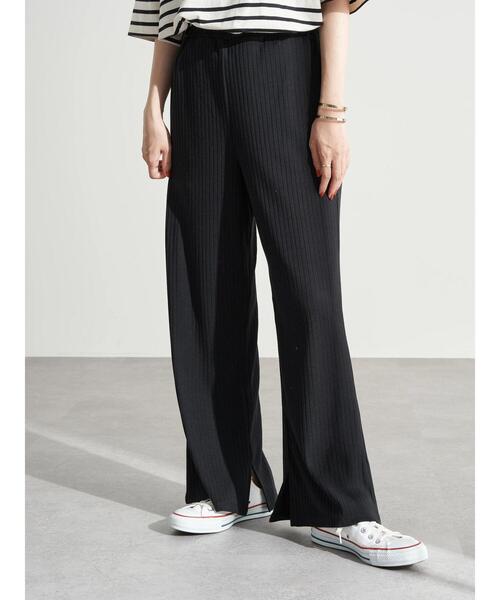 earth music&ecology（アースミュージックアンドエコロジー）の「リブストレートパンツ ＊（その他パンツ・レディース・ホワイト系その他2/グレイッシュベージュ/ブラック・FREE）」の4枚目の写真