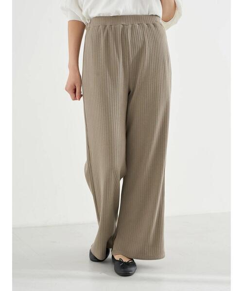 earth music&ecology（アースミュージックアンドエコロジー）の「リブストレートパンツ ＊（その他パンツ・レディース・ホワイト系その他2/グレイッシュベージュ/ブラック・FREE）」の5枚目の写真