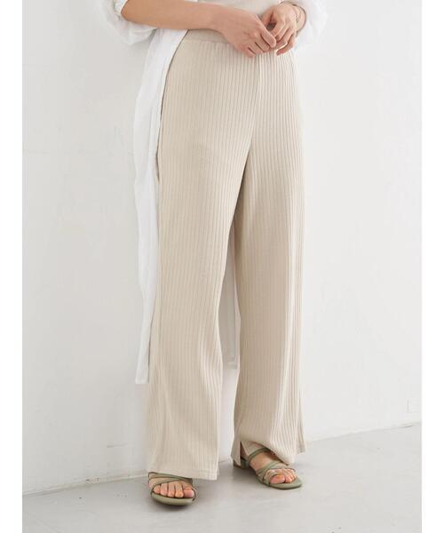 earth music&ecology（アースミュージックアンドエコロジー）の「リブストレートパンツ ＊（その他パンツ・レディース・ホワイト系その他2/グレイッシュベージュ/ブラック・FREE）」の6枚目の写真