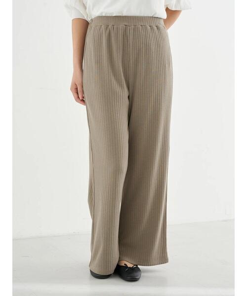 earth music&ecology（アースミュージックアンドエコロジー）の「リブストレートパンツ ＊（その他パンツ・レディース・ホワイト系その他2/グレイッシュベージュ/ブラック・FREE）」の7枚目の写真