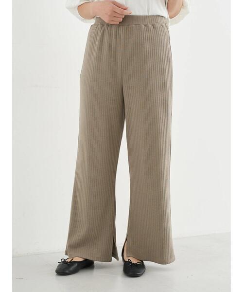 earth music&ecology（アースミュージックアンドエコロジー）の「リブストレートパンツ ＊（その他パンツ・レディース・ホワイト系その他2/グレイッシュベージュ/ブラック・FREE）」の8枚目の写真