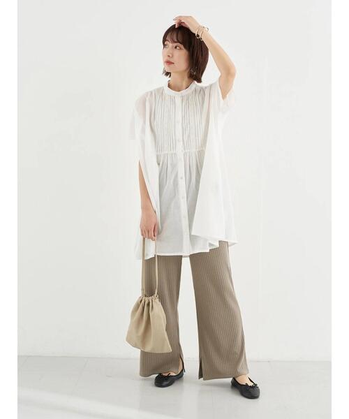 earth music&ecology（アースミュージックアンドエコロジー）の「リブストレートパンツ ＊（その他パンツ・レディース・ホワイト系その他2/グレイッシュベージュ/ブラック・FREE）」の14枚目の写真