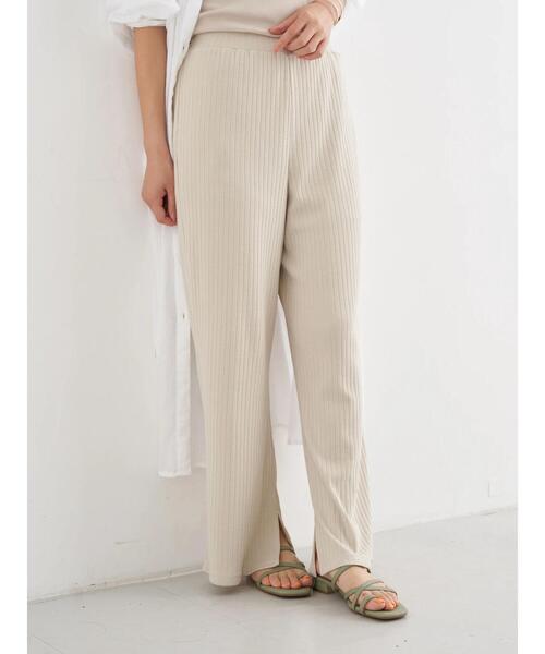 earth music&ecology（アースミュージックアンドエコロジー）の「リブストレートパンツ ＊（その他パンツ・レディース・ホワイト系その他2/グレイッシュベージュ/ブラック・FREE）」の15枚目の写真