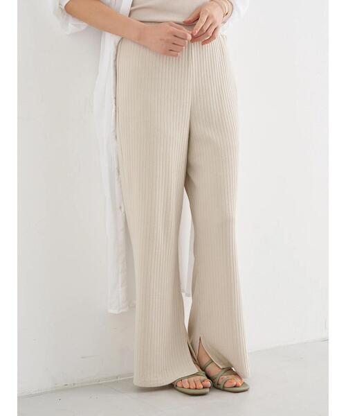 earth music&ecology（アースミュージックアンドエコロジー）の「リブストレートパンツ ＊（その他パンツ・レディース・ホワイト系その他2/グレイッシュベージュ/ブラック・FREE）」の16枚目の写真
