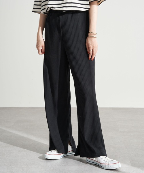 earth music&ecology（アースミュージックアンドエコロジー）の「リブストレートパンツ ＊（その他パンツ・レディース・ホワイト系その他2/グレイッシュベージュ/ブラック・FREE）」の3枚目の写真