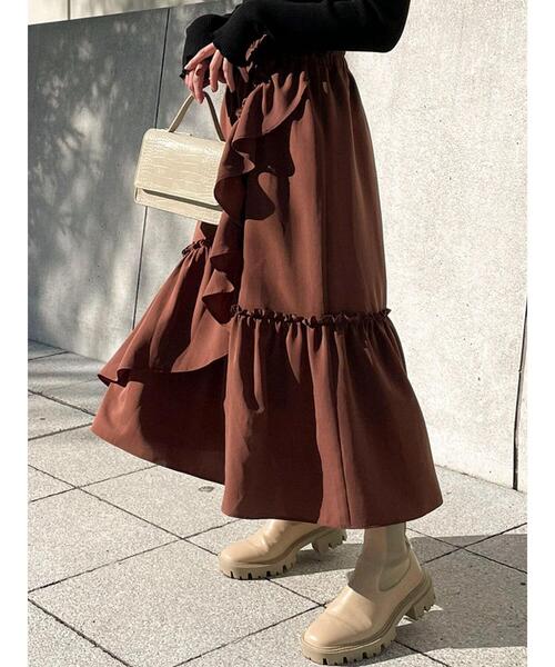 SLURR（スラ―）の「フリルロングスカート（スカート・レディース・アイボリー/モカ・FREE）」の22枚目の写真