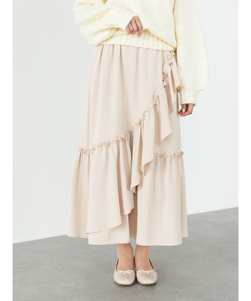 SLURR（スラ―）の「フリルロングスカート（スカート・レディース・アイボリー/モカ・FREE）」の7枚目の写真