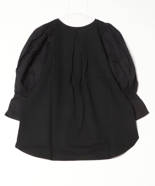 STYLEBLOCK(スタイルブロック)の「天竺×ローン袖異素材切替トップス(Tシャツ/カットソー・レディース・ブラック/ライトベージュ/ホワイト/ブラウン・M)」の5枚目の写真