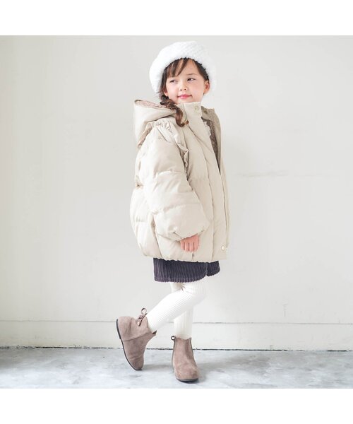 apres les cours（アプレレクール）の「肩フリルダウンジャケット_撥水加工（ダウンジャケット/コート・キッズ・ベージュ/ピンク・140/120/100）」の3枚目の写真