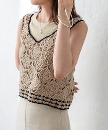 クロシェ編みニットビスチェ