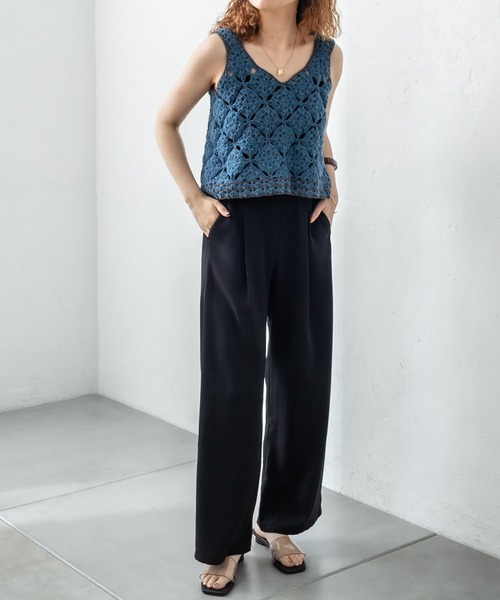 mystic(ミスティック)の「クロシェ編みニットビスチェ(ベスト・レディース・ブラウン/ベージュ/ブルー・FREE)」の6枚目の写真