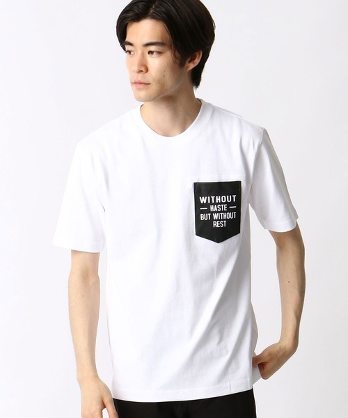 NICOLE CLUB FOR MEN（ニコルクラブフォーメン）の「ロゴプリントポケットＴシャツ（Tシャツ/カットソー・メンズ・ホワイト/ライトグレー/ブラック/テラコッタ・M/L/LL）」の5枚目の写真