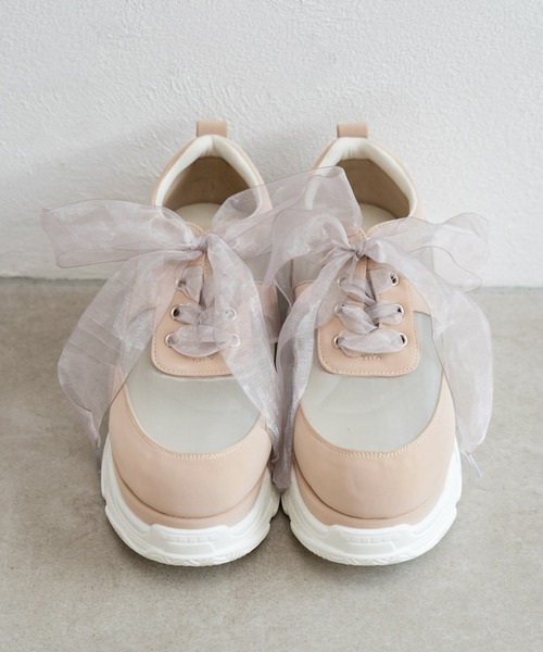 OLIVE des OLIVE（オリーブデオリーブ）の「シアーリボンスニーカー（スニーカー・レディース・ブラック/オフホワイト/ベージュ・MEDIUM/LARGE）」の14枚目の写真